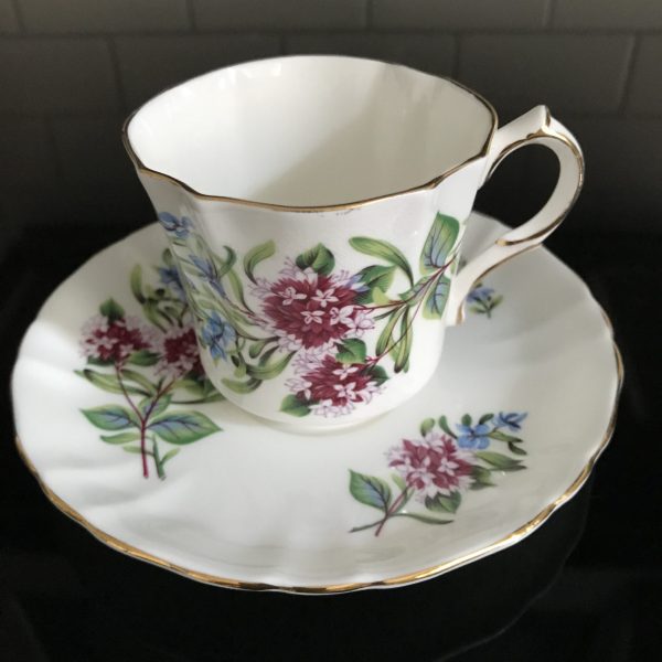 Hammersley Tea Cup and Saucer The Winters Tale floral England Marjoram Lavender Rosemary Collectible Display Farmhouse Cottage