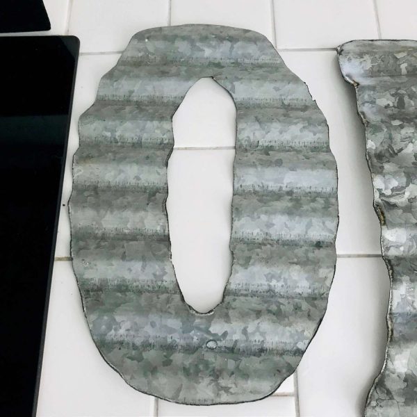 Hand made galvanized metal letters farmhouse collectible display 10" tall