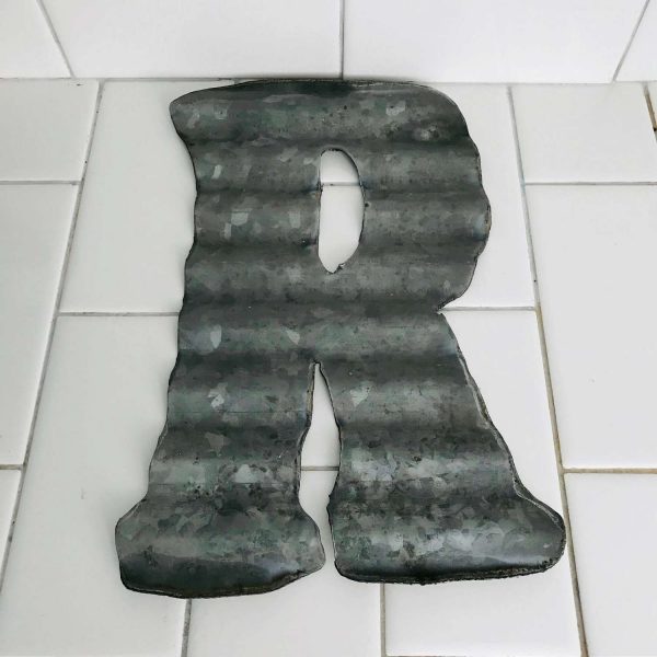 Hand made galvanized metal letters farmhouse collectible display 10" tall