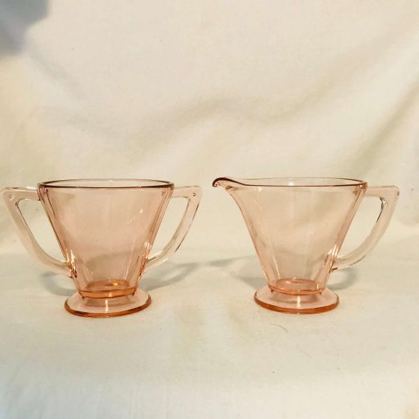 Heisey Cream and Sugar Pink Depression Glass serving dining farmhouse collectible display glass table top display