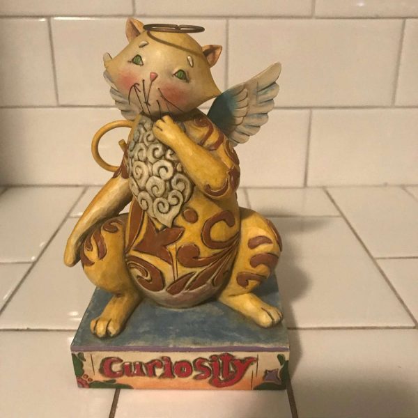Jim Shore Collectible Curiosity-crazy cat lady cat lovers display figurine Cat with wings and Halo