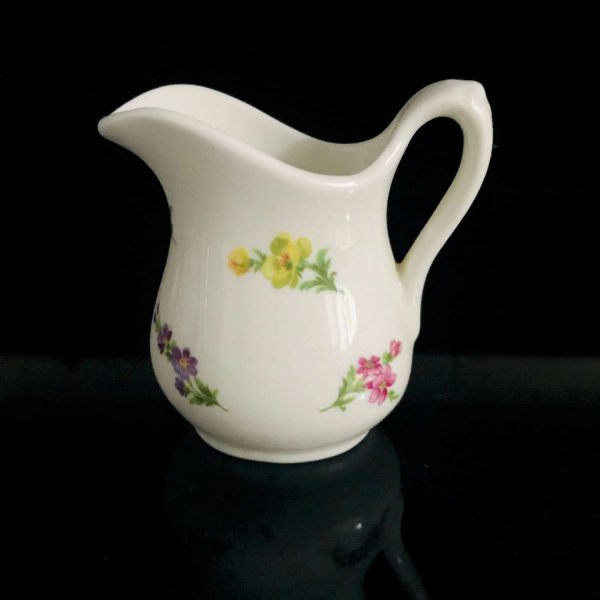 Jubilee cream pitcher England floral purple pink yellow blue detailed collectible kitchen farmhouse display dainty kitchen decor