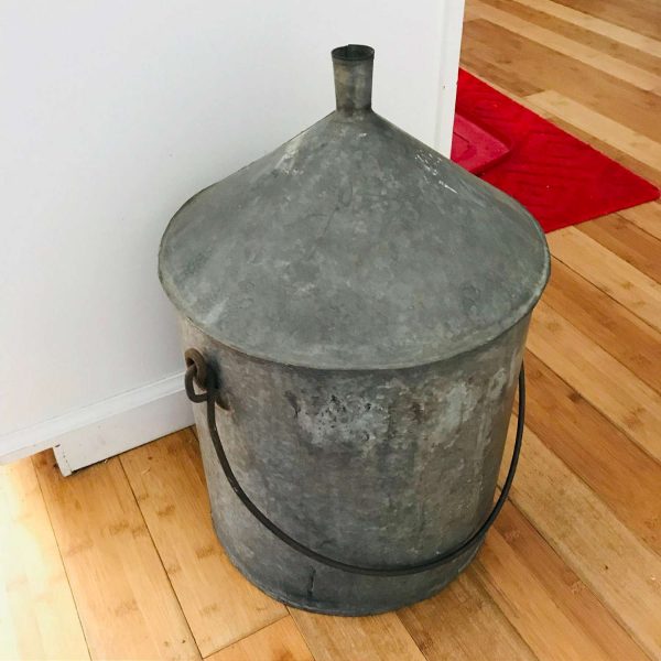 Large Farmhouse Galvanized Storage Can Oil Water collectible display 5 gallon long small spout with side handle for pouring