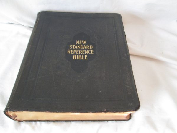 Large Vintage Family Bible Gold Leaf Edges Beautiful Artwork 1936 Standard Reference Bible Christian Spirituality Religious Religion