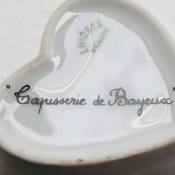 Limoges France Trinket ring dish heart Ship Navigior Mare collectible hand painted collectible display