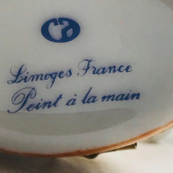 Limoges France Trinket ring dish hinged lid Carrier Pigeon with letter collectible hand painted gold trim collectible display