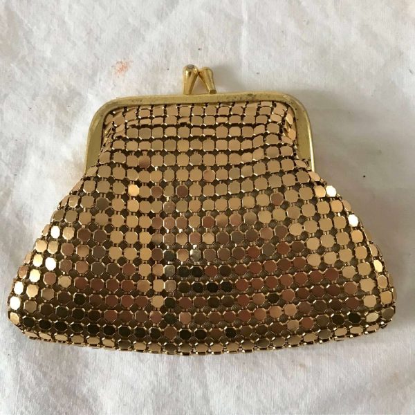 Mesh Coin Purse 1940's lined in satin rhinestone clasp top collectible display clubbing evening wedding