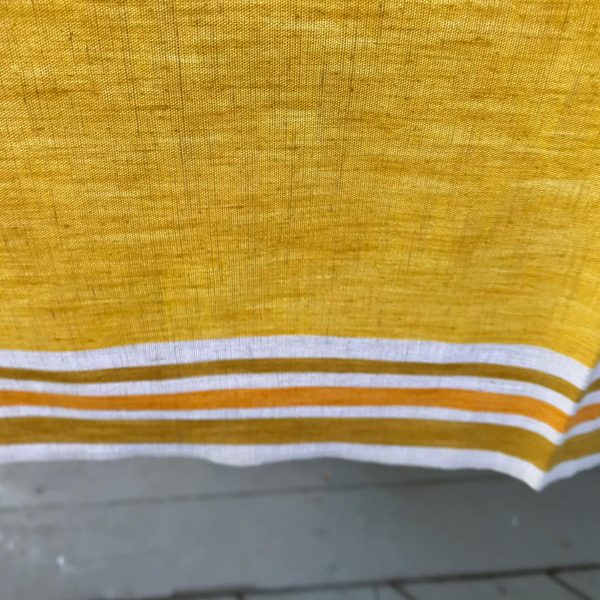 Mid Century Yellow Striped Kitchen Retro Tablecloth Printed Cotton 50"x70" Retro Mod Kitchen decor