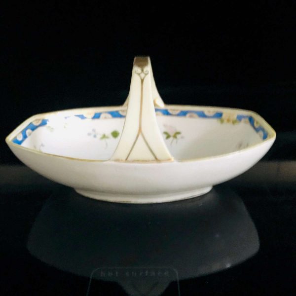 Nippon hand painted basket bowl decorative fine bone china collectible display serving