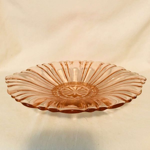 Old Cafe pattern Low Bowl Pink Depression Glass serving dining farmhouse collectible display glass table top display