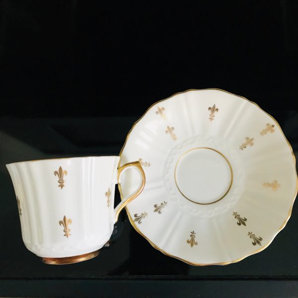 Old Royal Tea cup and saucer TRIO England Fine bone china gold Fleur de Lis farmhouse collectible display serving