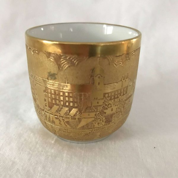 Ornate 24kt gold Demitasse Tea cup Czechoslovakian display collectible entertaining dining tea coffee cottage kitchen