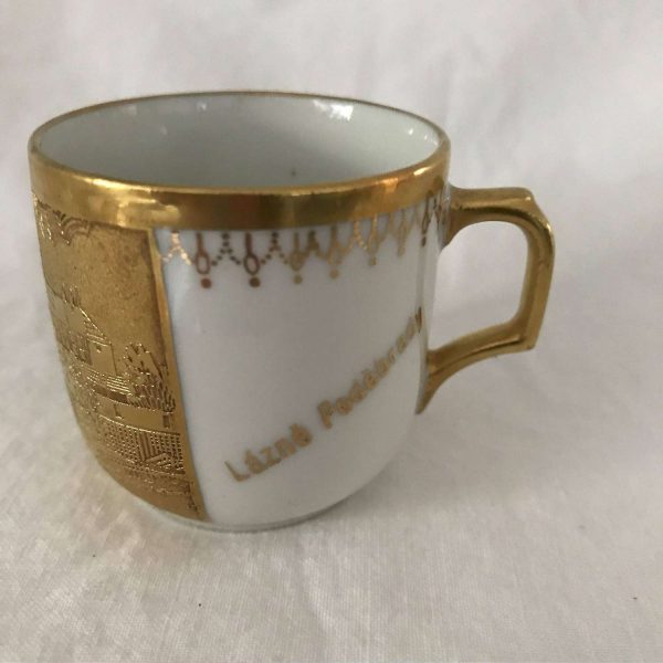 Ornate 24kt gold Demitasse Tea cup Czechoslovakian display collectible entertaining dining tea coffee cottage kitchen