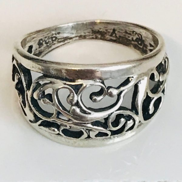 Ornate Sterling silver vintage ring pattern size 7