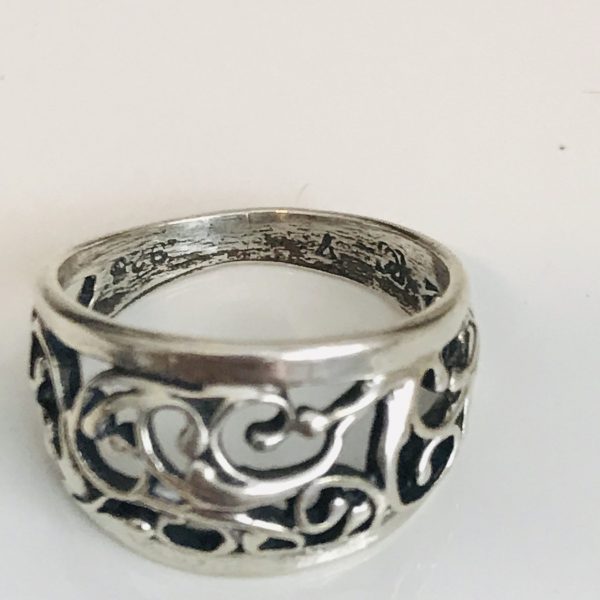 Ornate Sterling silver vintage ring pattern size 7