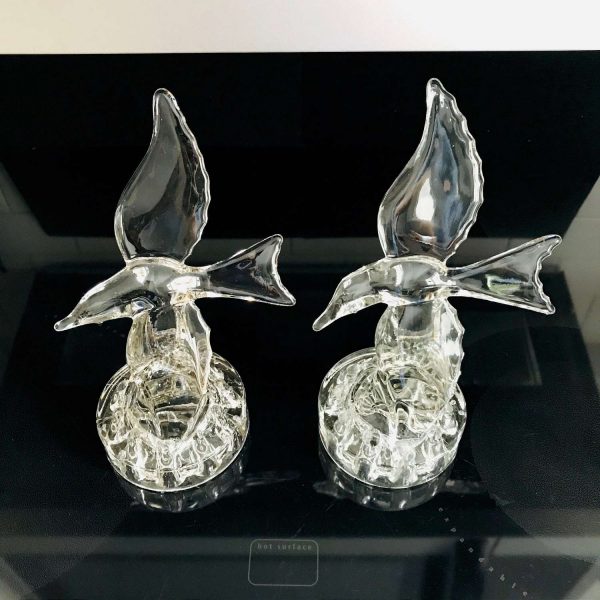 Pair of Cambridge Dove flower frogs clear glass wedding bridal shower collectible display table top elegant dining