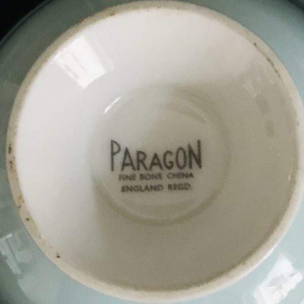 Paragon Tea Cup and Saucer England Aqua with gold handle Collectible Display Cottage dining coffee elegant serving