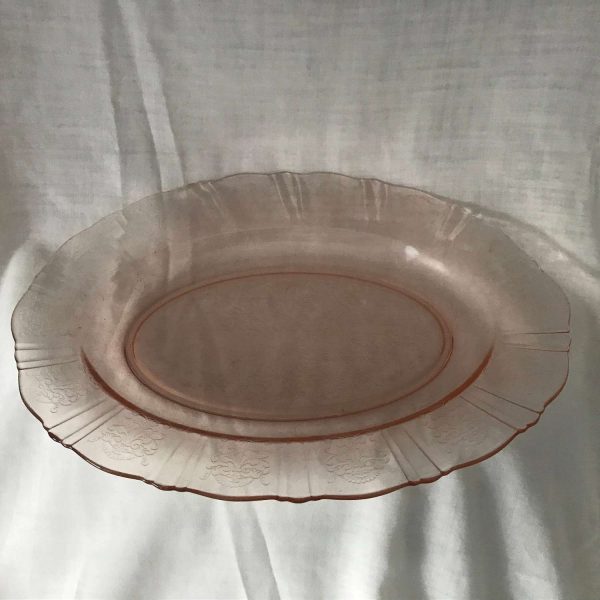 Pink Depression glass serving plate platter tray American Sweetheart platter hard to find Mint Condition farmhouse collectible shabby chic