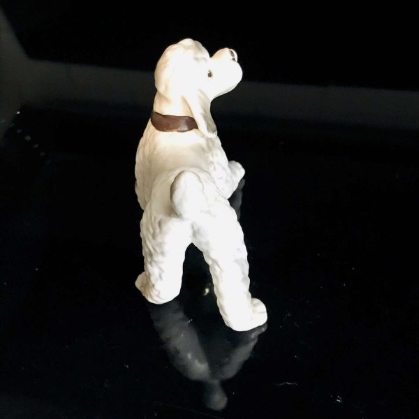 Poodle Playing Dog Figurine matte finish fine bone china Olimco Japan 4" across collectible display farmhouse cottage bedroom