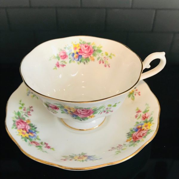 Royal Albert tea cup and saucer England Fine bone china floral bouquets inside and out collectible display coffee serving cottage