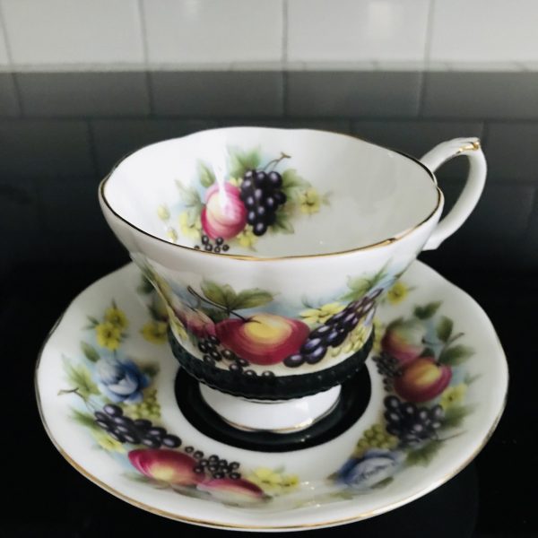 Royal Albert Tea cup and saucer Fruit Country Fayre Series England Fine bone china farmhouse collectible display dining serving