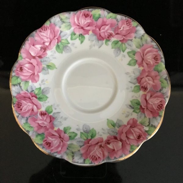 Royal Standard Tea cup and saucer England Fine bone china Rose of Sharon Pink and gold farmhouse collectible display serving dining