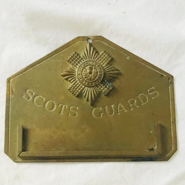 SCOTS GUARDS Brass Duty Officer Foot Plate Gaunt London Circa WWII Militaria Military Plaque Original patina