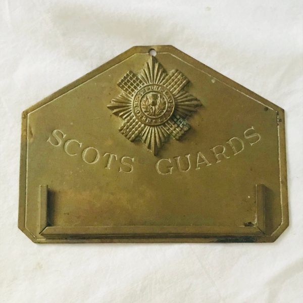 SCOTS GUARDS Brass Duty Officer Foot Plate Gaunt London Circa WWII Militaria Military Plaque Original patina