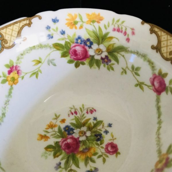 Shelley Tea cup and saucer England Fine bone china blue trim with floral bouquets gold trim farmhouse cottage coffee