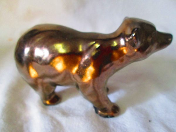 Small porcelain luster ware bear figurine Vintage Mid Century piece