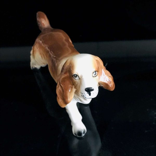 Springer Spaniel Dog Figurine gloss finish fine bone china Japan 6 3/4" across collectible display farmhouse cottage bedroom