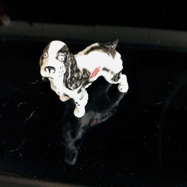 Springer Spaniel Dog Figurine gloss finish fine bone china Shinen Japan 4" across collectible display farmhouse cottage bedroom
