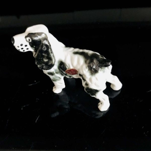Springer Spaniel Dog Figurine gloss finish fine bone china Shinen Japan 4" across collectible display farmhouse cottage bedroom