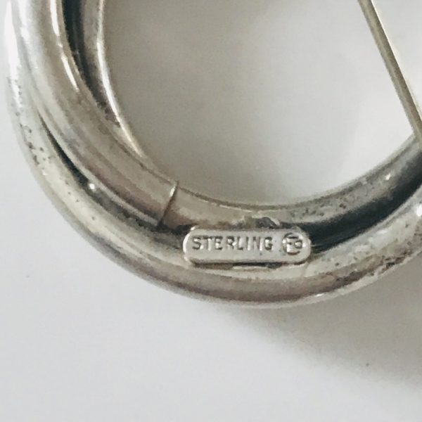Sterling Silver Brooch Art Deco 1940's triple ring pin sleek design 9 grams .925