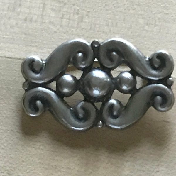 Sterling Silver Brooch Large Ornate scroll pin colletible display pin 12 grams AF Sterling Mexico 2 1/4" across