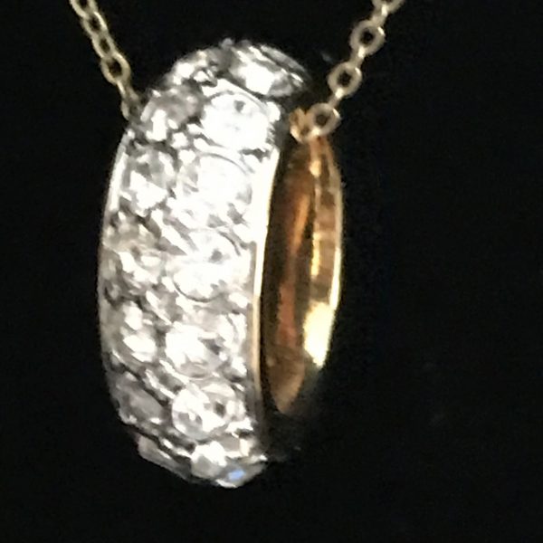 Sterling silver Crystal gold washed necklace .925 chain with 1/20 10Kt gold wash