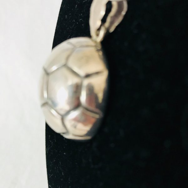Sterling Silver Soccer ball 1/2 ball flat back Soccer MOM .925 9 grams