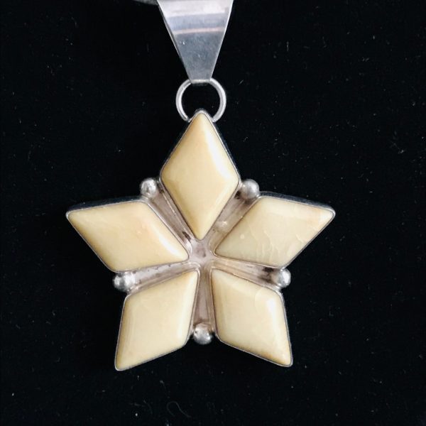 Sterling Silver Star Shape Pendant Drop yellow stone with sterling back surround .925 weighs 11.25 grams J. Link Sterling