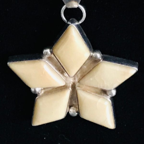 Sterling Silver Star Shape Pendant Drop yellow stone with sterling back surround .925 weighs 11.25 grams J. Link Sterling