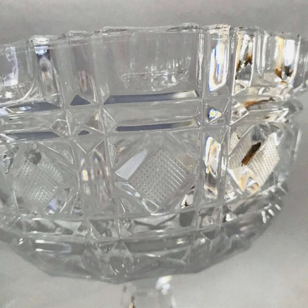 Stunning Pair of crystal compotes great shine and pattern hex shaped bases fine quality crystal collectible display