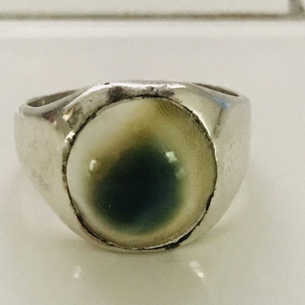 Unisex Sterling silver vintage ring Evil Eye marked R hand made size 10 One of a Kind