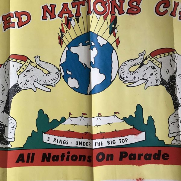 United Nations  Circus Poster All Nations on Parade 1950's Advertising Collectible display 1950's Two elephants