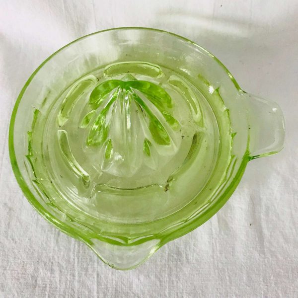 Uranium Glass Juice Reamer bright green glass farmhouse collectible display kitchen cottage