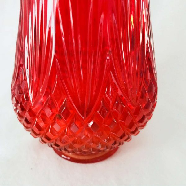 Vase Mid Century Modern Amberina Glass Red & Yellow mod retro collectible atomic display diamond pattern base 13 1/4" tall