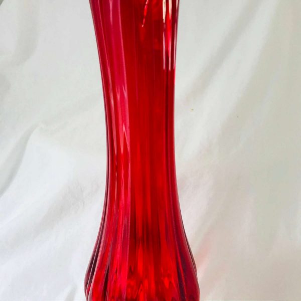 Vase Mid century modern Amberina pedestal vase red and yellow glass 17.5" tall retro mod atomic display collectible