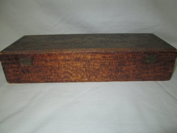 Very Rare Unique Beautiful Detailed Wooden Flemish Art Carved Box Beautifu Cherry Pattern with ice details Glove Box