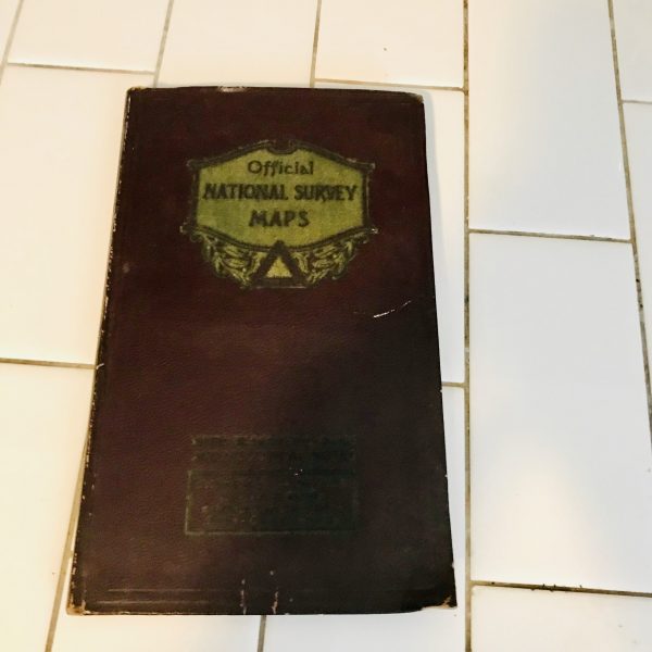 Vintage 1925 complete leather bound Official National Survey Maps of New York with some Nothern US maps with tons of Advertising