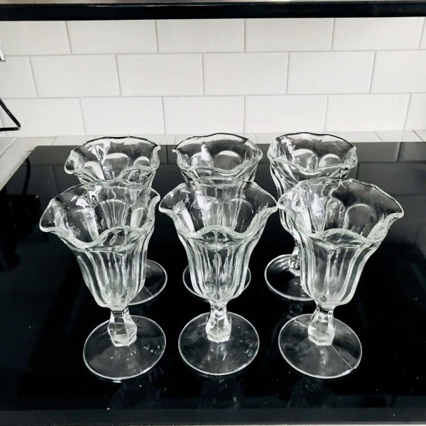 Vintage 1940's 6 Soda Fountain milk shake glasses farmhouse collectible display kitchen serving dessert 6 3/8" tall 3 1/2" across tops