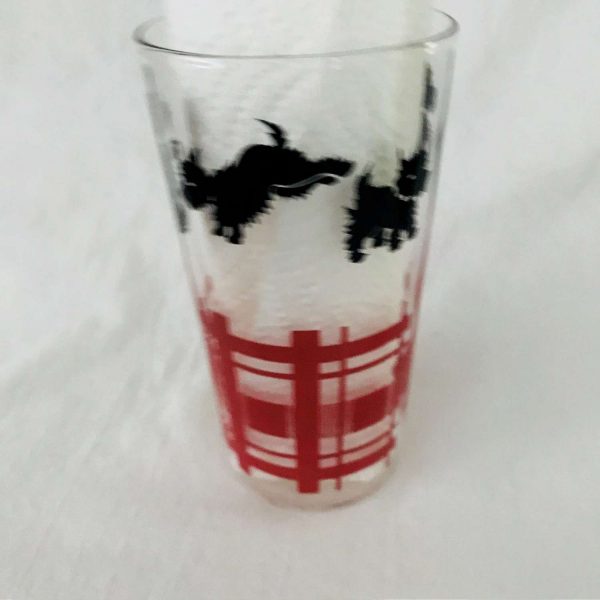 Vintage 1940's Single Scottie water glass farmhouse collectible display kitchen serving 4 7/8" tall 2 5/8" across the top 8 oz red & black