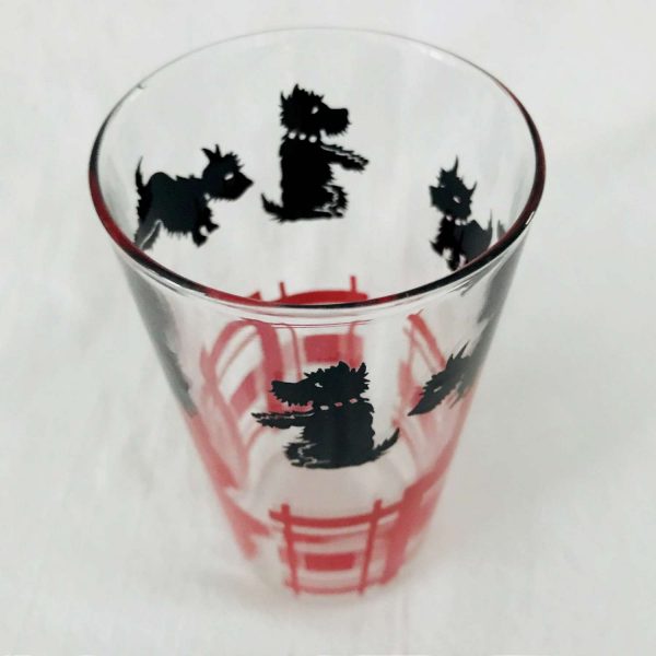 Vintage 1940's Single Scottie water glass farmhouse collectible display kitchen serving 4 7/8" tall 2 5/8" across the top 8 oz red & black